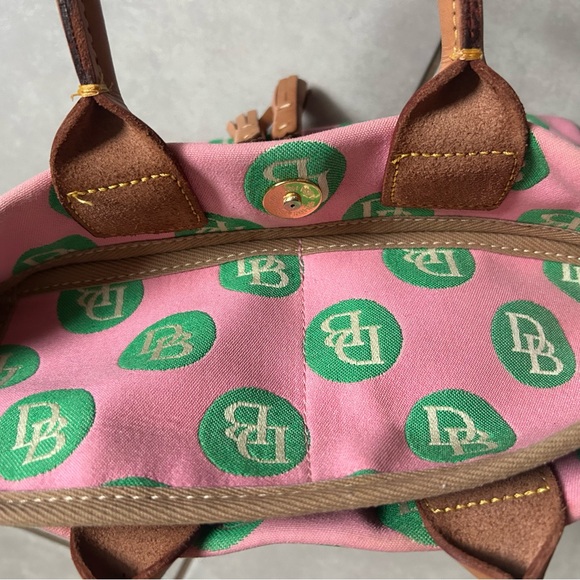 Dooney & Burke Sig. Pink & Green Polka Dot Handbag - Picture 9 of 13